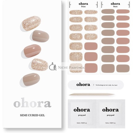 ohora Semi Cured Gel Nail Strips N Carmel - Works with Any Nail Lamps Salon-Quality Long Lasting Easy to Apply & Remove - Includes 2 Prep Pads Nail File & Wooden Stick