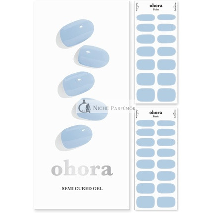 ohora Semi Cured Gel Nail Strips N Cream Sky - Salon-Quality Long Lasting Easy to Apply & Remove - Includes 2 Prep Pads Nail File & Wooden Stick