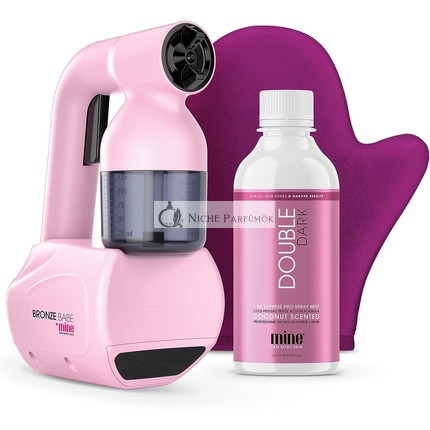 MineTan Bronze Babe Home Spray Tan Kit Pink - Includes Double Dark 8oz Professional Spray Tan Solution + Fake Tan Mitt
