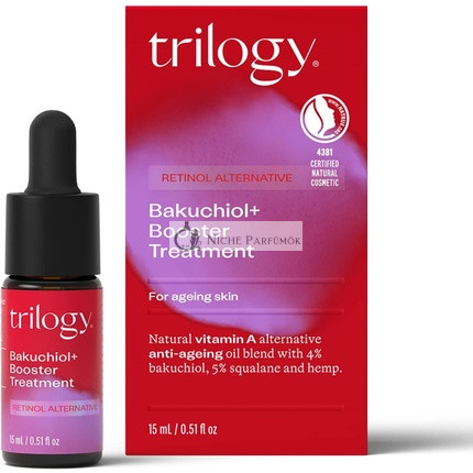 Trilogy Vitamin Bakuchiol+ Booster Treatment 15ml For Ageing Skin Natural Vitamin A Alternative Anti-Ageing Oil Blend with 4% Bakuchiol & 5% Squalane Made in New Zealand